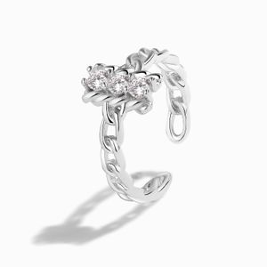 Hot selling S925 sterling silver light luxury men's and women's rings with interlocking chain art and versatile open end rings