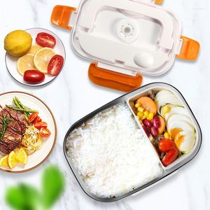 12V-24V 110V 220V Elektrische Beheizte Lunchbox Tragbare 2 In 1 Auto Hause UNS Stecker/EU Stecker Bento Boxen Edelstahl Lebensmittel Behälter