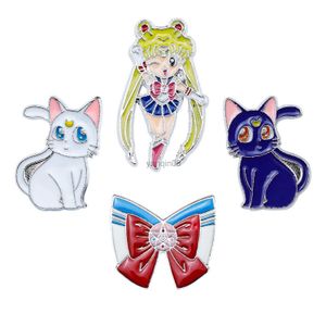 Szpilki broszki Harong Sailor Moon broszka marynarz Suit Bow Magic Cat Luna Enamel Pins Odznaka dla dziewczyny anime kawaii biżuteria plecak plecak pin hkd230807