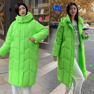 Gabardinas femininas à prova de vento com capuz de algodão jaqueta feminina de inverno solta tamanho grande parkas puffer longo casaco acolchoado quente