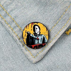 Pins Brooches Horror Movie killer Michael Boogeyman Pin Halloween Funny Brooches Shirt Lapel Bag Cute Badge Cartoon pins for backpacks HKD230807