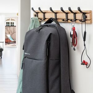 Hangers Racks Wall Mounted Coat Rack Moveis Hooks Clothing Hanger Space Saving Hat Holder Bamboo Shelf Perchero Library Furniture 230807