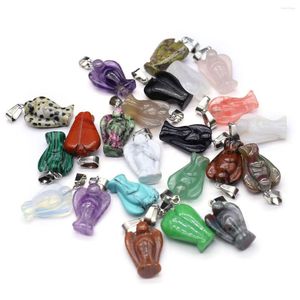 Pendant Necklaces Fashion Natural Stone Charms Lucky Angel Amethyst Malaysian Jade For Jewelry Making DIY Healing Necklace Earring 23x14mm