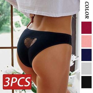 3pcs/set cotton panties women lace透明なハートローウエストアンダーパンホローアウトブリーフシームレス女性の下着ランジェリーL230626