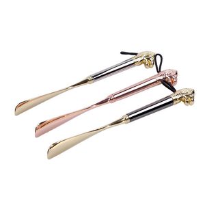 Shoe Parts Accessories Zomake Retro Durable Lion Head Metal Horn 32cm Luxury Pullon Nonbending Long ShoeHorn for Women Men Seniors 230807