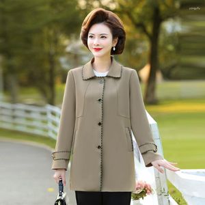 Women's Trench Coats High Quality Spring And Autumn Medium Long Middle Age Coat Loose Simple Fashion Windbreaker