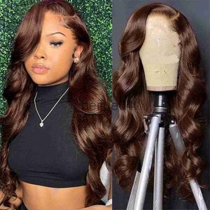 Cabelo Humano Capless Perucas Marrom 13x4 Lace Frontal Perucas de Cabelo Humano Para Mulheres Corpo Onda HD Transparente Lace Front Peruca de Cabelo Humano À Venda Peruca Sem Cola 250 x0802