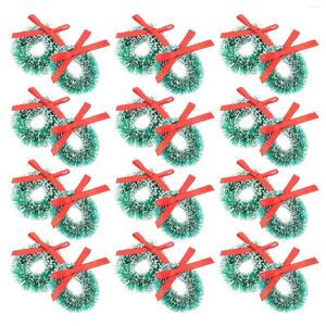 Dekorativa blommor 24 datorer Röd heminredning Julkrans Mini Green Garland hängande dekoration dekorera prydnadsfest sisal siden