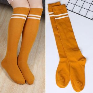 Damensocken, modisch, gestrickt, warme Streifenstrümpfe, lang über dem Knie, Oberschenkel hoch