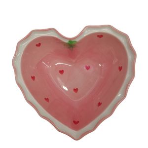 Płytki dekoracyjne Ceramiczne różowe truskawkowe talerz dekoracyjny biżuteria naczyń talerz do salonu dekoracja stołowa miska śniadaniowa wystrój domu 230804