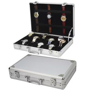 Titta på rutor Fall 6/10/12/24 Girds Luxury Premium Quality Watch Box Aluminium Alloy Produc Mönster Storage Clock Collection Display Present Boxes 230807