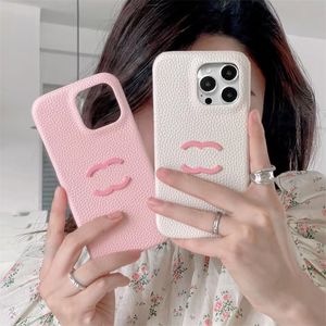 Kadın Tasarımcı Telefon Kılıfları Lüks Marka Deri Pembe Harfler Phonecases İPhone 14 14 PRUS 14PROS 14PROMAX 13 12 11 PRO Max