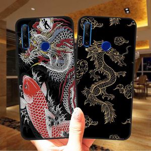 Obudowy telefonu komórkowego Starożytna chińska legenda Dragon Soft Black Silikon Case Cover for Huawei Honor 30 9 10 20 Lite Pro 10i 20i 30i 8x 9x 8c Y9 x0807