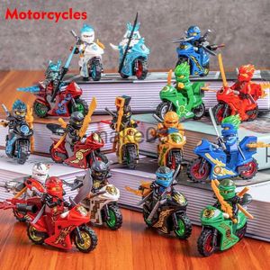 Architecture DIY House 8pcslot Ninja Motorcycles Model Building Blocks Bricks Ninjago Figures Kids Toys for Children Gift J230807