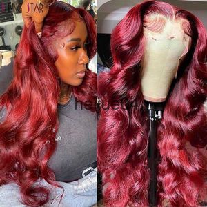 Human Hair Capless Wigs Colored Burgundy Lace Front Wig Red Body Wave 13X4 Hd Lace Frontal Wigs Human Hair 30 Inch Lace Front Wig Curly Hair Pre Plucked x0802