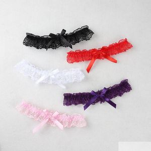 Brautstrumpfbänder, neu, verkaufen weiße Spitze, Schleife, Blumen, Beinring, Drop-Lieferung, Party-Events, Zubehör Dhiqz