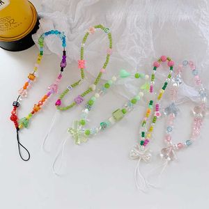 Cell Straps Charms Cell Hand Strap Bracelet Fashion Beaded Hanging Cord Love Flower Chain Backpack Pendant Lanyard Decoration