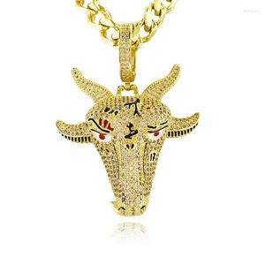 Pendant Necklaces S7even Bling Men's Accessories Elegant Goat Nickel Free CZ Cubic Zirconia Stone Necklace