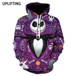 Męskie bluzy bluzy anime film Jack i Sally 3D print z kapturem Kobiety Koszmar mody męskiej przed świętem Horror swobodne bluzy 230807