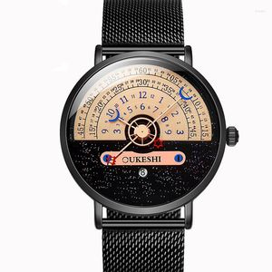 Orologi da polso Orologio da uomo creativo Cielo stellato di lusso Studente Calendario Orologio a lancetta Orologio da polso al quarzo freddo non meccanico ultra sottile