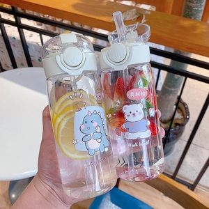 Water Bottles 400ML Transparent Bottle Reusable Outdoors Sports Drinking Portable Straw Cups Outdoor Fitness