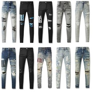 23NEW Designer dżinsy na męską dziurę jasnoniebieski ciemnoszary Włosze Man Man Long Spods Spodnie Streetwear Denim Chudy Slim Rower Dżinsy