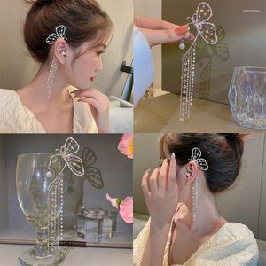 Rückseitige Ohrringe, trendige lange Ohrhänger für Frauen: Superfee, keine durchbohrten Clips, elegantes Schmetterlingsdesign