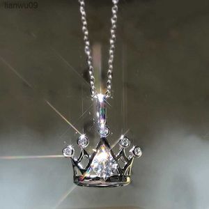 KOFSAC Fashion 925 Sterling Silver smycken halsband för kvinnor utsökta Zircon Crown Pendant Lady Valentine's Day Accessories L230704