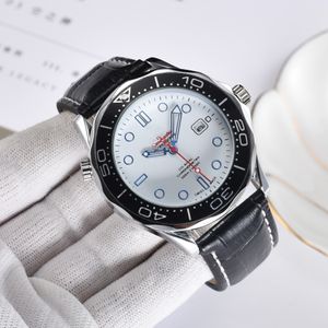 Mens Automatyczne kwarc pełny funkcja zegarek 41 mm skórzany pasek niebieski czarny szafir zegarek na rękę Super Luminous Montre de Luxe