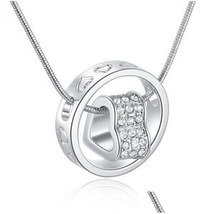 Colares com pingente de cristal austríaco de luxo, diamante, coração, strass e anel, charme, corrente de cobra, para mulheres, moda, joias, presente, dhdmr