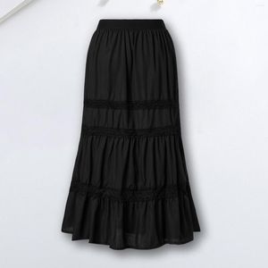 Skirts Ladies Lace Trim Skirt A Shape Women Maxi Loose Fit Summer Boho Style High Waist Vintage Daily Outfit