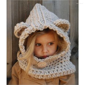 Berets 2023 Frühling Herbst Kinder Ohren Handgemachte Beanie Hut Schal Sets Für 1-10 Jahre Alte Kinder Mädchen Schals cape