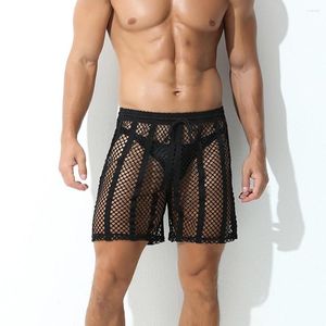 Männer Shorts Transparent Sexy Mesh Männer Casual Sommer Urlaub Urlaub Mann Beachwear 2023 Mode Sheer Nachtclub Party Kurze Hosen