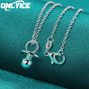 925 Sterling Silver Cute Baby Pacifier Pendant Halsband 4075 cm Chain for Women Girl Student Fashion Party Wedding Jewelry Gift L230704