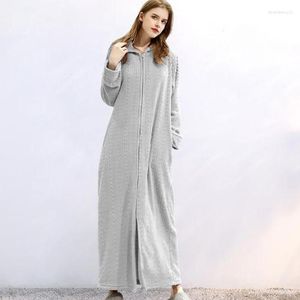 Damen-Nachtwäsche, Herbst-Winter-Flanell-Bademantel, Damen-Reißverschluss, warme Bademäntel für dicke lange Pyjama-Robe, männlich, locker, sexy Nachtwäsche