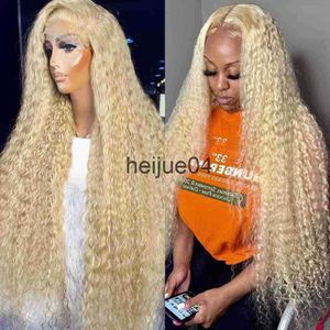 Mänskligt hår Capless Wigs 13x6 Transparent spets frontala peruker honung Blond 613 Deep Wave Spets Front Wig 180 Remy Color 13x4 Curly Human Hair Wig For Women X0802