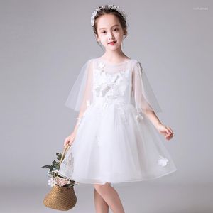 Girl Dresses Appliques Flower Wedding Dress White Tulle Party Princess Birthday Ball Gown Baby Baptism First Communion