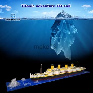 Architecture DIY House KNEW BUILT Titanic Iceberg Model Ship Building Blocks Set Toys Micro Mini Bricks for Adults Girls Assemble Ice Love Cruise Ship J230807