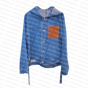 Women Designer Denim Jacket Windproof Hooded Jackets Single Breasted Denim Coat Casual Style Outerwear