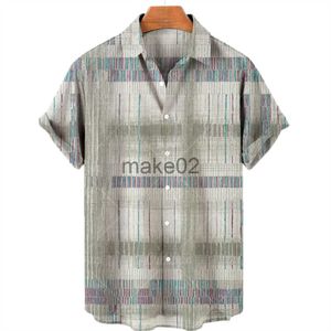 Camisas casuais masculinas havaianas camisa de moda prismática padrão manga curta top verão vestido de rua casual botão solto estilo havaiano x0807