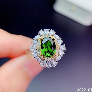 Cluster Rings KJJEAXCMY Fine Jewelry S925 Sterling Silver Inlaid Natural Diopside Girl Elegant Ring Support Test Chinese Style Selling