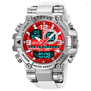 Armbanduhr Stryve Men's Watch Digital-Analog Dual-Bewegung Kalender Luminous Water of Watches Fashion Sports Armband 8025
