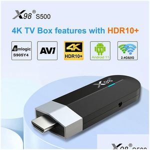 Android TV Box X98 S500 SMART STICK 11.0 AMLOGIC S905Y4 2G/16G 4G/32G 3D VIDEO 4K 2.4G 5G WIFI BTセットトップドロップ配信エレクトロニクスDHBDI