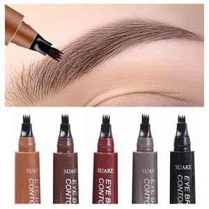 Eyebrow Enhancers 5 Color Eyebrow Pen Waterproof 4 Fork Tip Brows Tattoo Pencil Long Lasting Natural Dark Brown Liquid Eye Brow Pencil for Brazil 230807