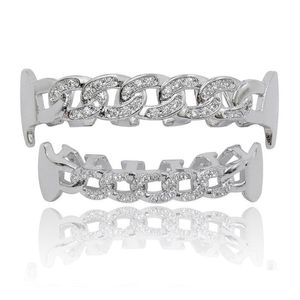 Grillz Dental Grills Yeni Özel Fit Sinek CZ Küba Fang Grillz buzlu bling hip hop dişleri ızgara üst alt set zincir vampir ızgaraları28 dhycu