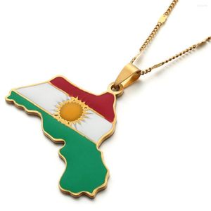 Pendant Necklaces Stainless Steel Kurdistan Map Kurdish Flag Trendy Jewelry