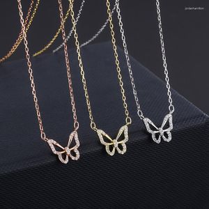 Pendant Necklaces Women's Fashion Cute Butterfly Small Shiny Crystal Geometric Hollow Female Trendy Choker Necklace Gift