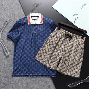 23SS Designer Mens Tracksuits Summer Double Letter Print Polo Shirts Luxury Sport Suits Casual Cotton Men Casual Shorts and T Shirt Set