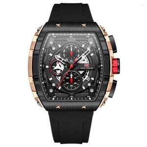 Relógios de pulso Fashion Watch Men Luxo Top Brand Sport Quartz Watches À prova d'água Cronógrafo Relógio de pulso Black Silicone Strap Relogio