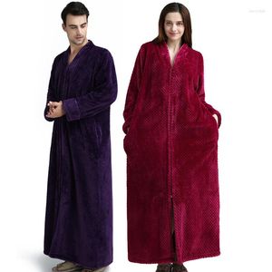 Women's Sleepwear Casual Extra Long Flannel -Selling Robe Pajama Suit Fashion Couples Warm Bathrobe V-Neck Home Dressing Gown